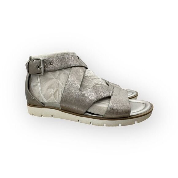 NWT Sofft Womens Mirabelle Metallic Leather Strappy Sandals Anthracite Size 9.5 - Picture 1 of 10